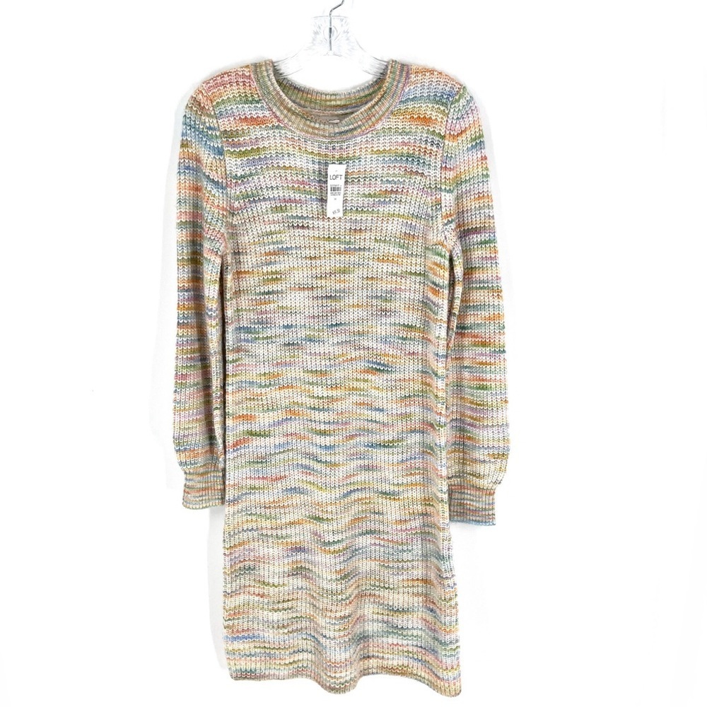 LOFT NWT Rainbow Multicolor Spacedye Sweater Dress - Picture 3 of 10